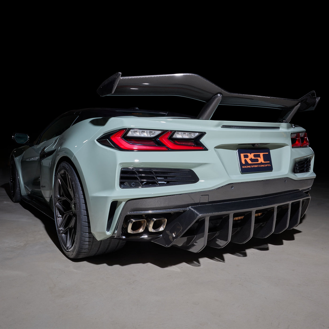 Rear View of the RSC C8 Z07 Carbon Fiber Wing for Corvette C8 Z06