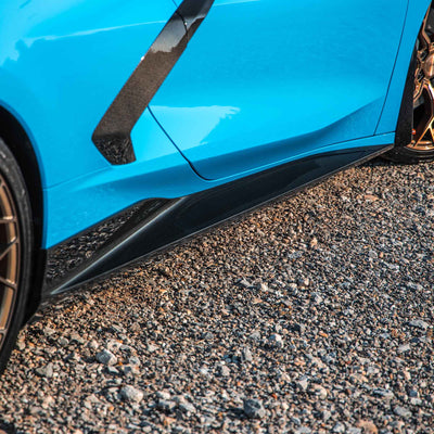 Close up of the RSC C8 Corvette Carbon Fiber Side Skirts