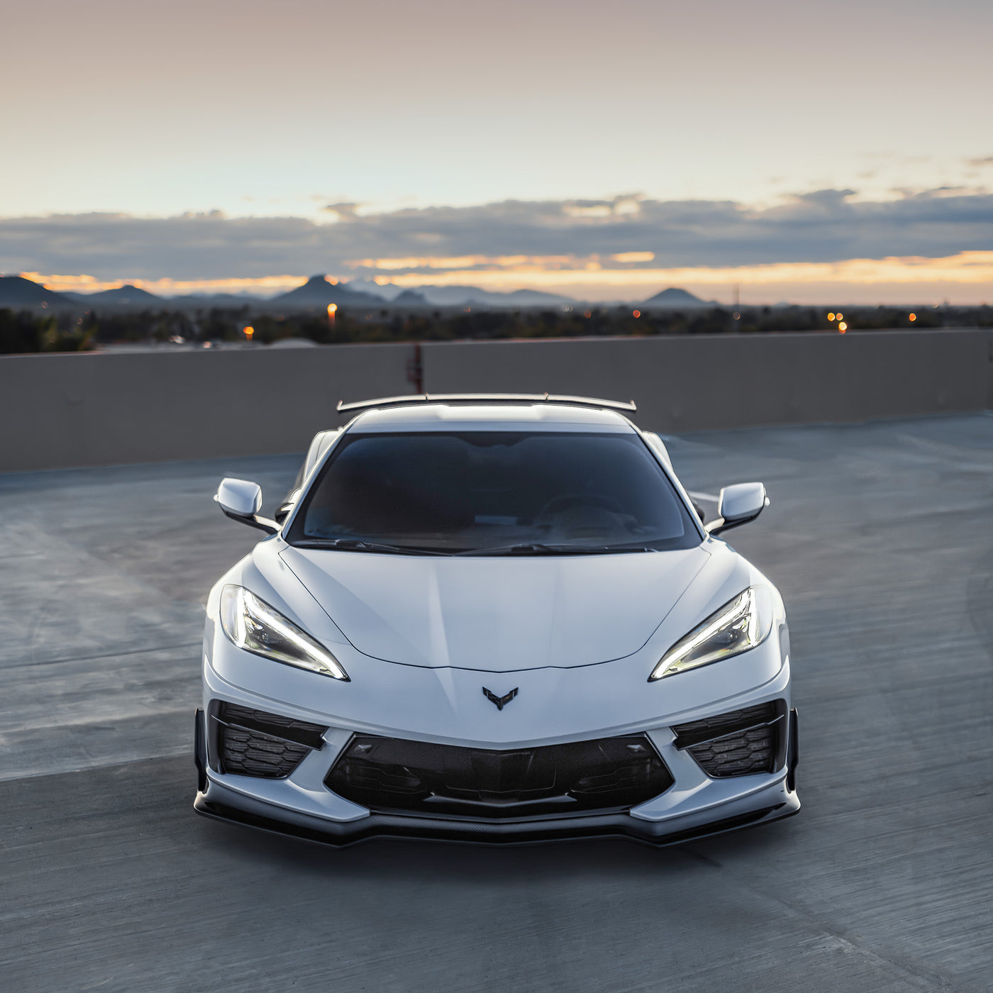 Front View Corvette C8 Stingray with Carbon Fiber Front Lip