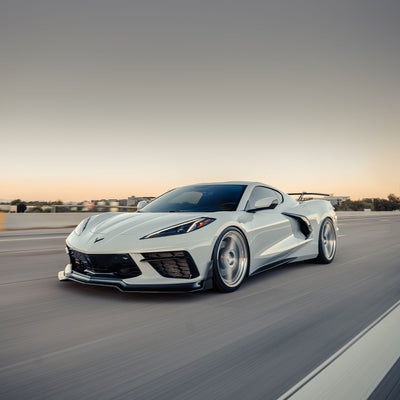 Corvette C8 Front Splitter Three Quarter View of RSC ST Front Splitter for C8 Stingray