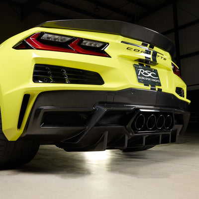 Close Up shot of RSC C8 Z06 Carbon Fiber Rear DIffuser