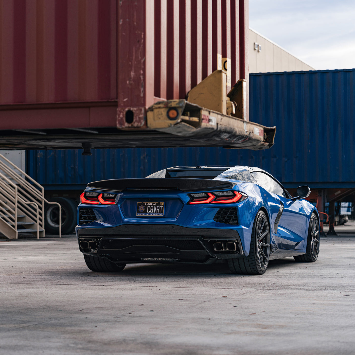 Rear View of Corvette C8 Stingray Rear Spoiler