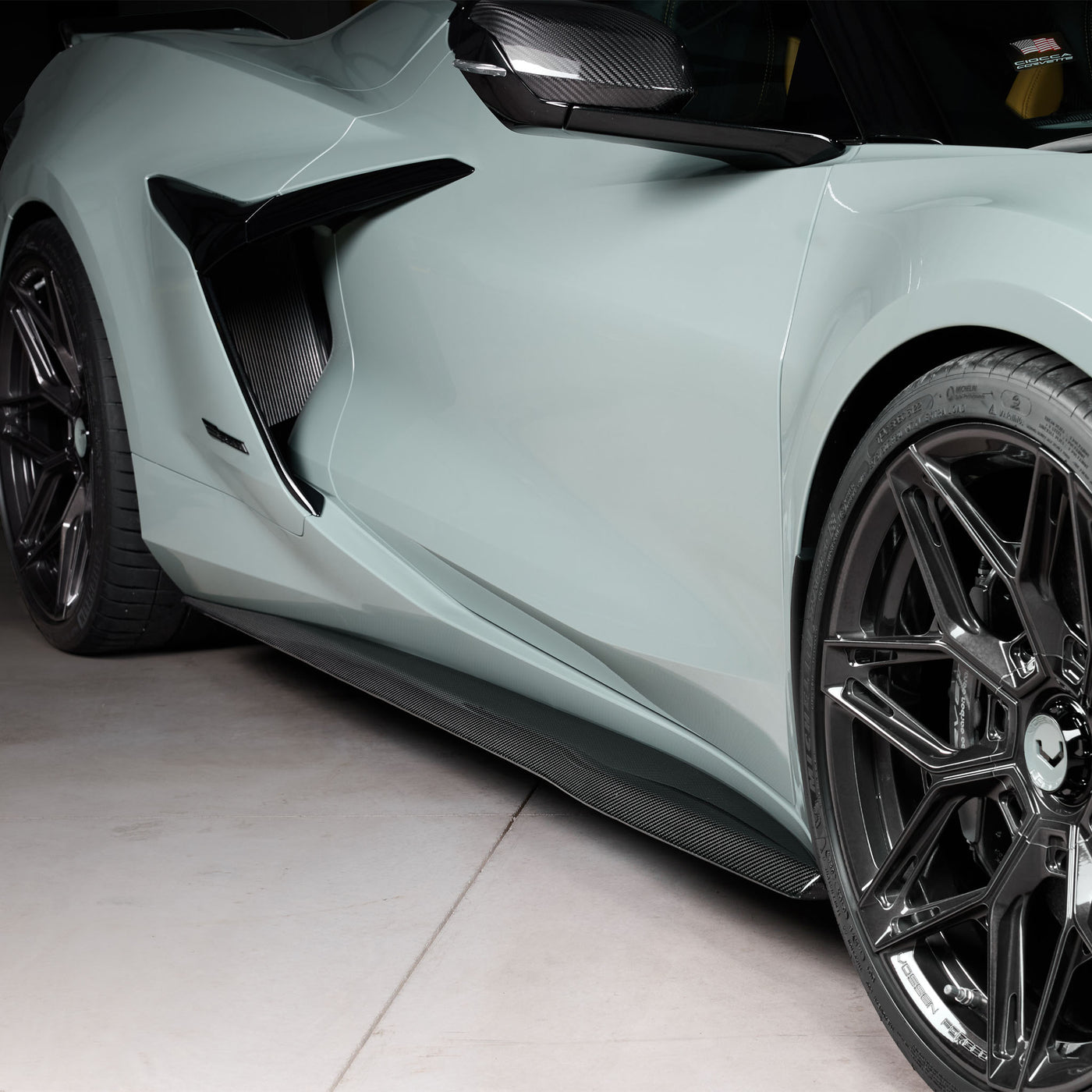 C8 Corvette E-ray with Racing Sport Concepts Carbon Fiber GTZ Side Skirts